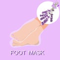 image of naked female feet in a foot mask with lavender