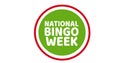 Image of national bingo week on green and red circle on white background