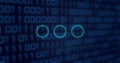 Image of neon circles over binary code on digital screen Royalty Free Stock Photo