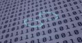 Image of neon circles over digital screen with binary code Royalty Free Stock Photo