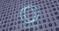 Image of neon circles over digital screen with binary code Royalty Free Stock Photo