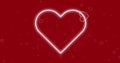 Image of neon heart shape flickering over hearts on red background Royalty Free Stock Photo