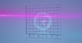 Image of neon ticking clock over statistical data processing against blue background Royalty Free Stock Photo