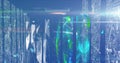 Image of network of connection over data processing on computer servers Royalty Free Stock Photo
