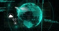 Image of network of connections, binary coding data processing over globe Royalty Free Stock Photo