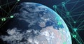 Image of network of connections data processing over globe Royalty Free Stock Photo