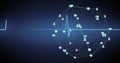 Image of network of connections with icons over cardiograph Royalty Free Stock Photo