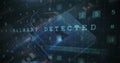 Image of network of connections with padlock security icons over binary coding Royalty Free Stock Photo