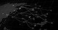Image of network of connections and world map over black background Royalty Free Stock Photo