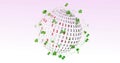 Image of network of digital icons over globe of binary coding against pink gradient background Royalty Free Stock Photo