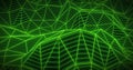 Image of network of glowing connections over black background