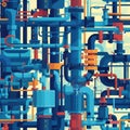 Image of a network of interconnected pipes, suitable for industrial concepts Royalty Free Stock Photo