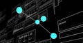 Image of network over charts and graphs processing data on black background Royalty Free Stock Photo
