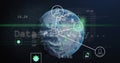 Image of network of people icons and data processing over globe in night sky Royalty Free Stock Photo
