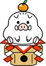 New Year`s card material _rice cake type white boar