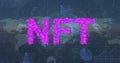 Image of nft text over digital brain and data processing Royalty Free Stock Photo