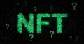 Image of nft text over question marks on black background Royalty Free Stock Photo