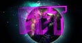 Image of nft text in purple over globe Royalty Free Stock Photo