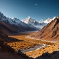 Nice colourful rocks of Moonland, landscape Leh, Jammu Kashmir, India. The Moonland, part of Himalayan mountain, is