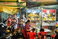 Image at night in Cambodia. Street food sellers.