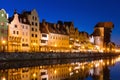 Image of night light of Moltawa River in Gdansk Royalty Free Stock Photo