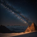 Night mountains before sunrise in the Egypt. Sinai Peninsula, the mountain of Moses. Landscape with the stars and milky