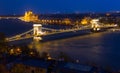 Image of night view of Budapest Chain Bridge over Danube Royalty Free Stock Photo