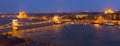 Image of night view of Budapest Chain Bridge over Danube Royalty Free Stock Photo