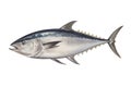 image of northern bluefin tuna on white background. Underwater Animals. Foods. illustration, generative AI