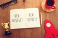 image of notebook with the text new mindset. success and personal development concept Royalty Free Stock Photo
