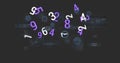 Image of numbers changing and data processing over screens on grey background Royalty Free Stock Photo