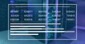 Image of numbers on screen over data server racks Royalty Free Stock Photo