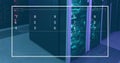 Image of numbers on screen over data server racks Royalty Free Stock Photo