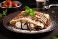 Nutella-stuffed crepe tasty dessert background