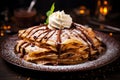 Nutella-stuffed crepe tasty dessert background