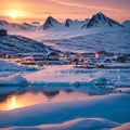 The city of Nuuk has beautiful small colorful houses in myggedalen. Royalty Free Stock Photo