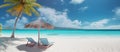 Tropical Serenity: Idyllic Beachfront Relaxation. Generated by AI.