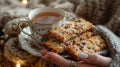 extreme close up cranberry almond biscotti and rooibos tea