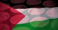 Image of oil barrels over flag of palestine