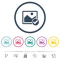 Image ok flat color icons in round outlines Royalty Free Stock Photo