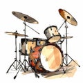 image of old basic drum kit clip art generative AI