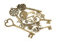 Old golden keys with beautiful ornate Royalty Free Stock Photo