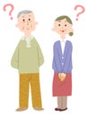 The image of an old man and woman thinking
