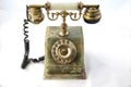 Image of an old telephone from before the 1960s on white background Royalty Free Stock Photo