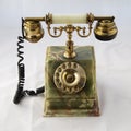 Image of an old telephone from before the 1960s on white background Royalty Free Stock Photo