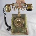 Image of an old telephone from before the 1960s on white background Royalty Free Stock Photo