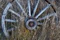 Old Worn Wooden Wagon Wheel Royalty Free Stock Photo