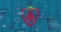 Image of online security padlock, scopes scanning and data processing on screens Royalty Free Stock Photo