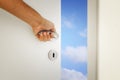 image of open door to the blue sky Royalty Free Stock Photo