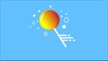 Image of an orange Lollipop on a stick on a blue background.